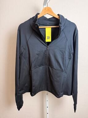 All In Motion Women’s 2X Black Quarter Zip Performance Pullover Athletic Top NWT